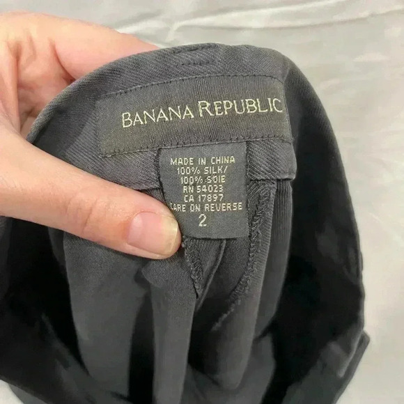 Vintage Banana Republic 100% Silk Gray Pants High Waist Size 2 - Picture 4 of 6